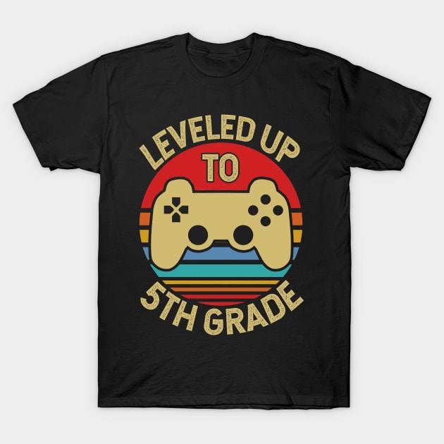 Leveling Up To 5th Grade Kids T-Shirt by Tesszero